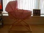 pink moses basket plus stand